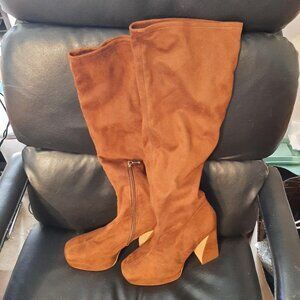 NEW ! Jessica Simpson Daniyah Knee High Platform Boot Brown Size 7